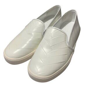 VINCE. Solid White Leather Basket Weave Blair Slip-On Women's Sneakers Size 6.5M